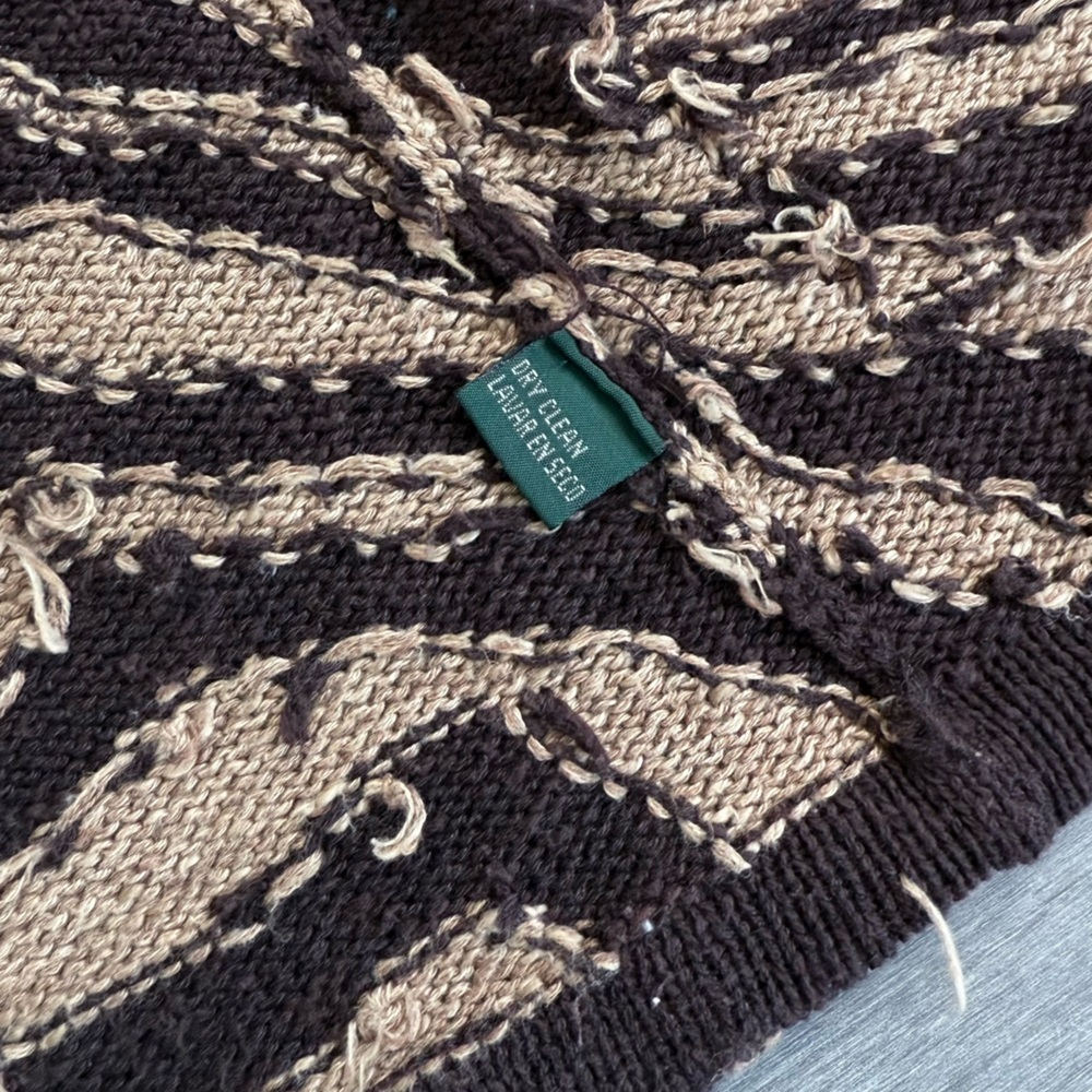 Lauren Ralph Lauren Zebra Print Linen Cotton Belt Cardigan Hand Knit Coatigan M - Picture 12 of 16